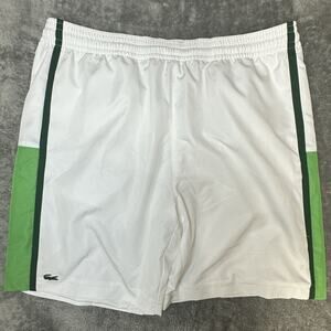 Lacoste Sport Shorts Mens XL White Green Classic Tennis Croc Performance